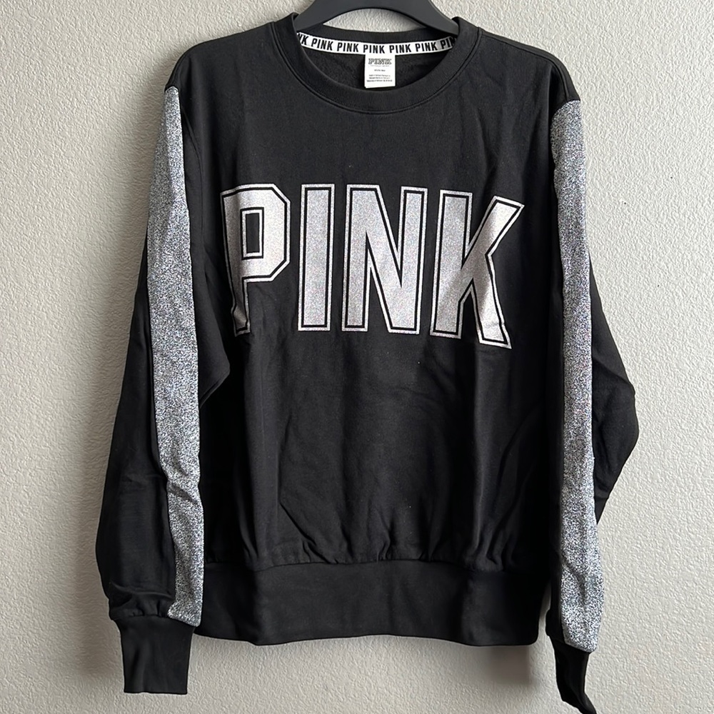 Victoria’s secret pink bling large logo black sweatshirt